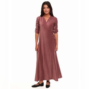 New Velvet Side Tie Mauve Maxi Wrap Dress